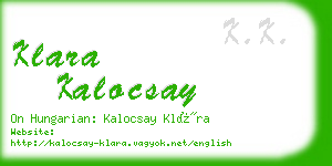 klara kalocsay business card